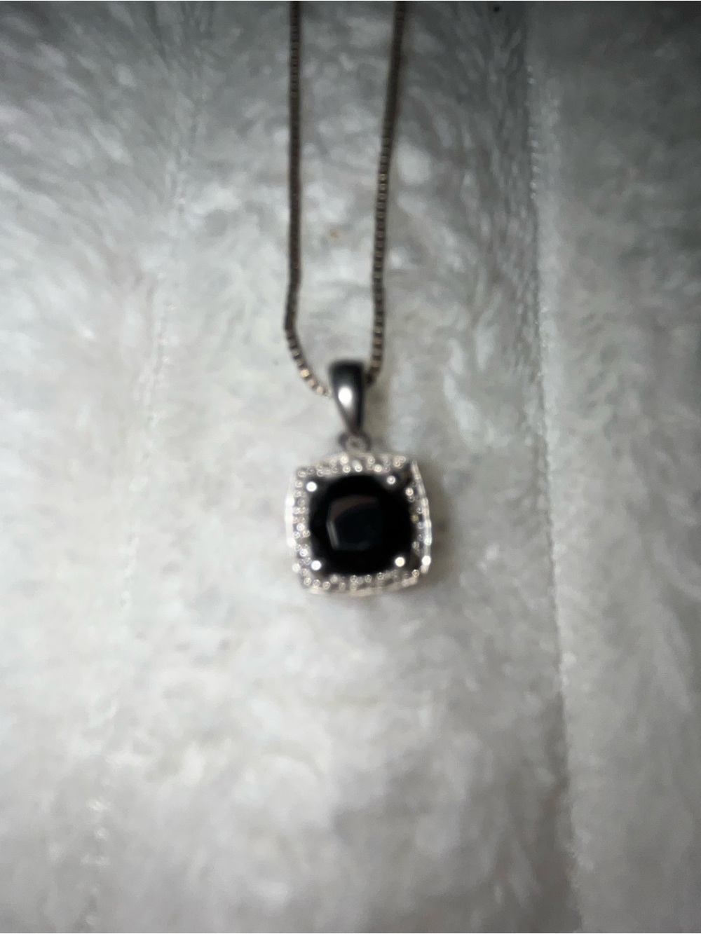 Elegant Black Stone Halo Pendant Necklace